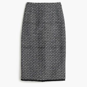 Tweed pencil skirt with fringe